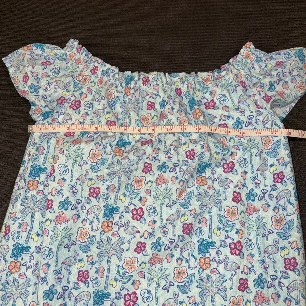 NWT  Vineyard Vines Floral Flamingo flock Off‎ Shoulder Mini Dress Size Small